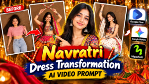 Navratri Dress Transformation Video Prompt 2026